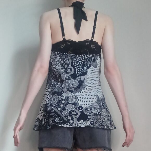 Vintage Floral Print Halterneck Sleeveless Blouse - Picture 3 of 13